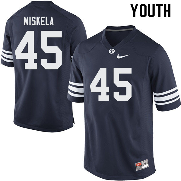 Youth #45 Alex Miskela BYU Cougars College Football Jerseys Sale-Navy